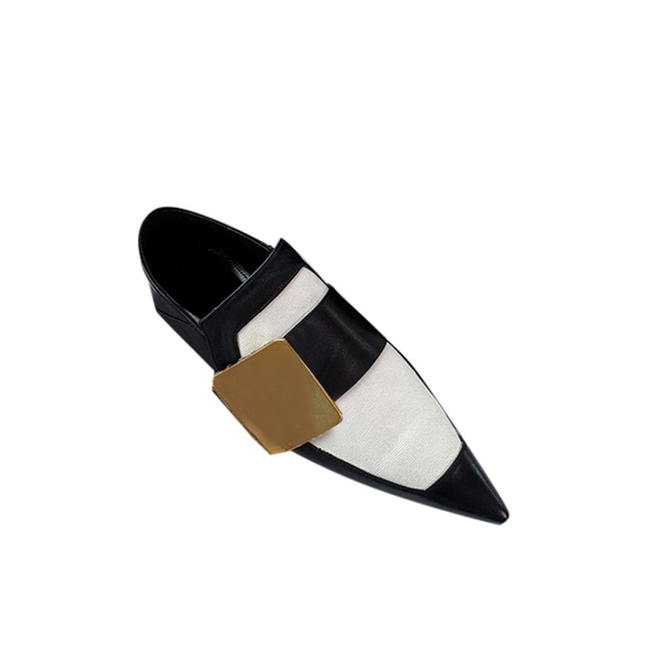 DIRCA Metal Embellished Leather Flat Loafers
