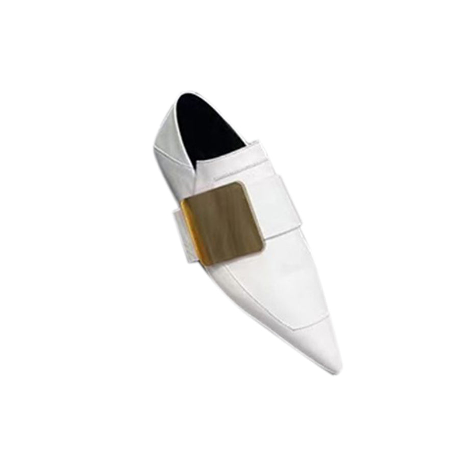DIRCA Metal Embellished Leather Flat Loafers