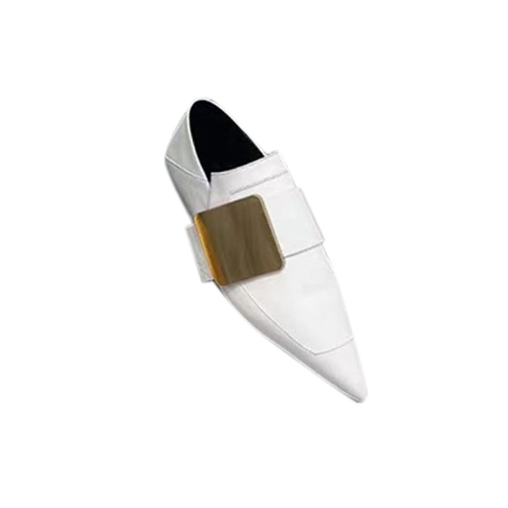 DIRCA Metal Embellished Leather Flat Loafers