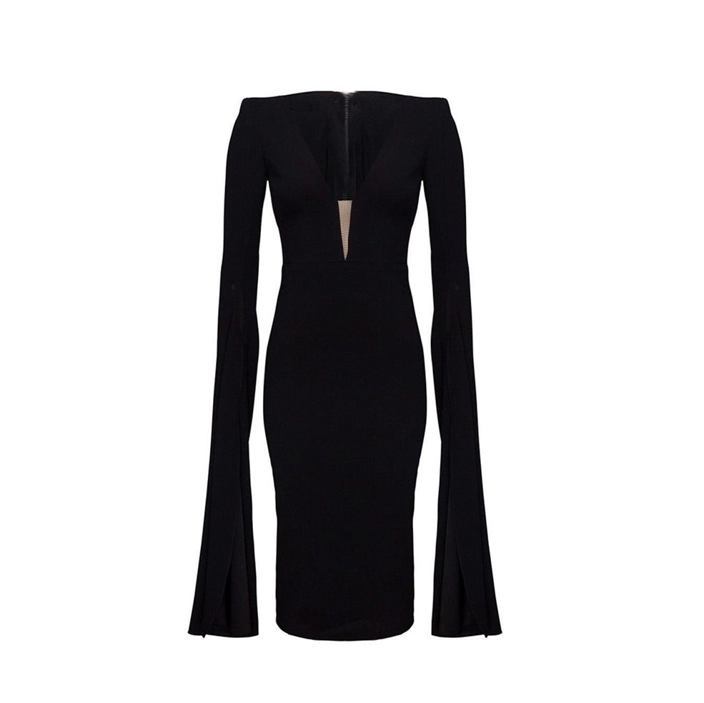 FALGO Deep V Cape Evening Dress Gown