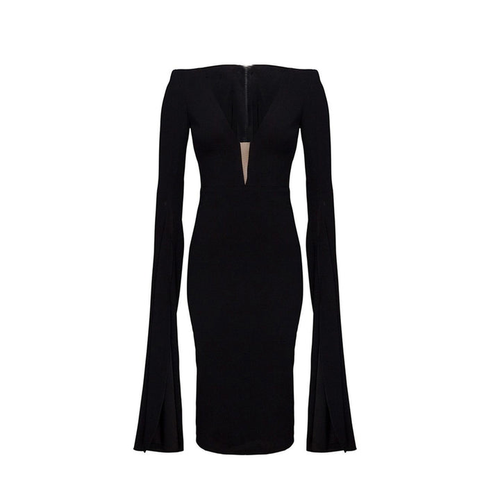 FALGO Deep V Cape Evening Dress Gown