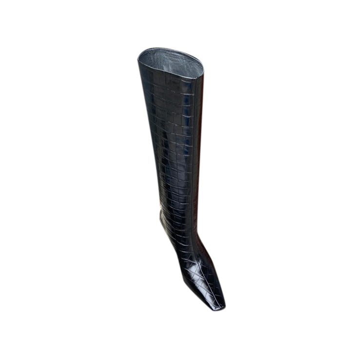 FISKA Kitten Heel Leather Knee High Boots