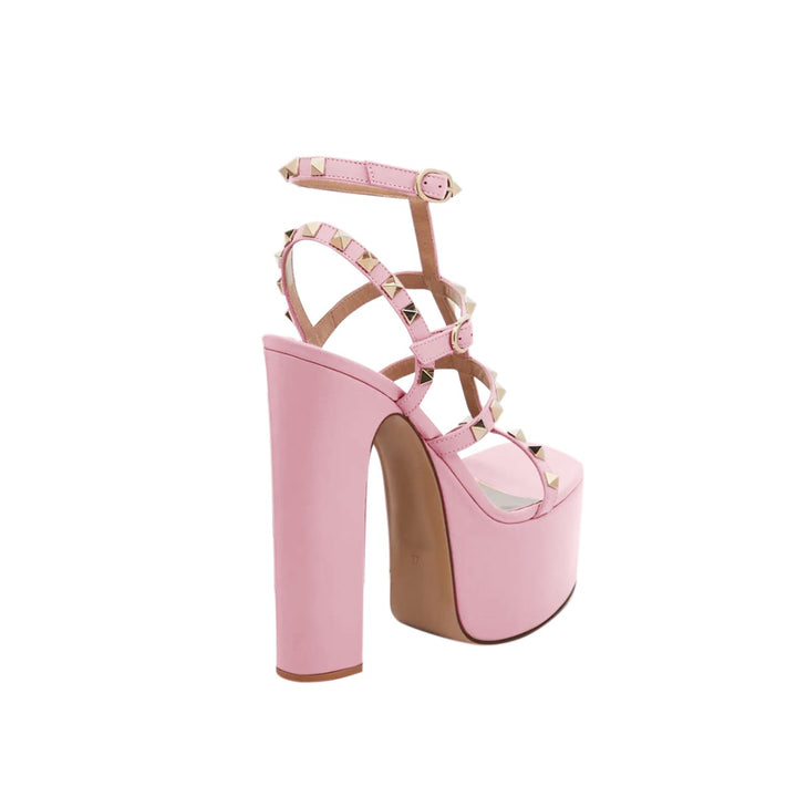 HERUV Studded Block Heel Platform Sandals