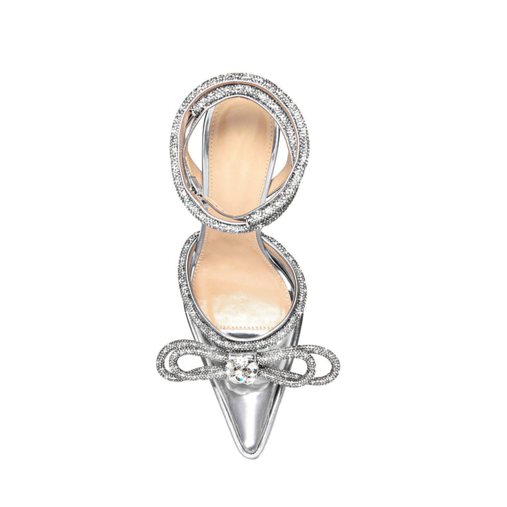 HERYI Diamante Bow Ankle Strap Platform Sandals