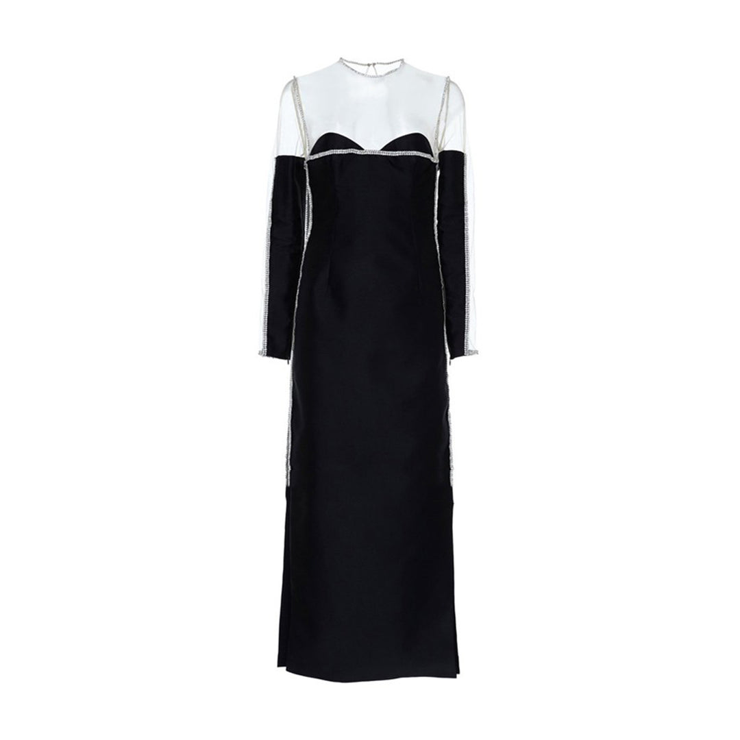 HOGIA See-Through Midi Evening Dress Gown