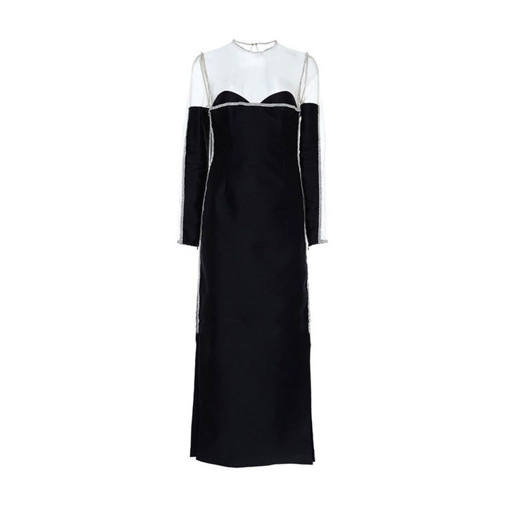 HOGIA See-Through Midi Evening Dress Gown