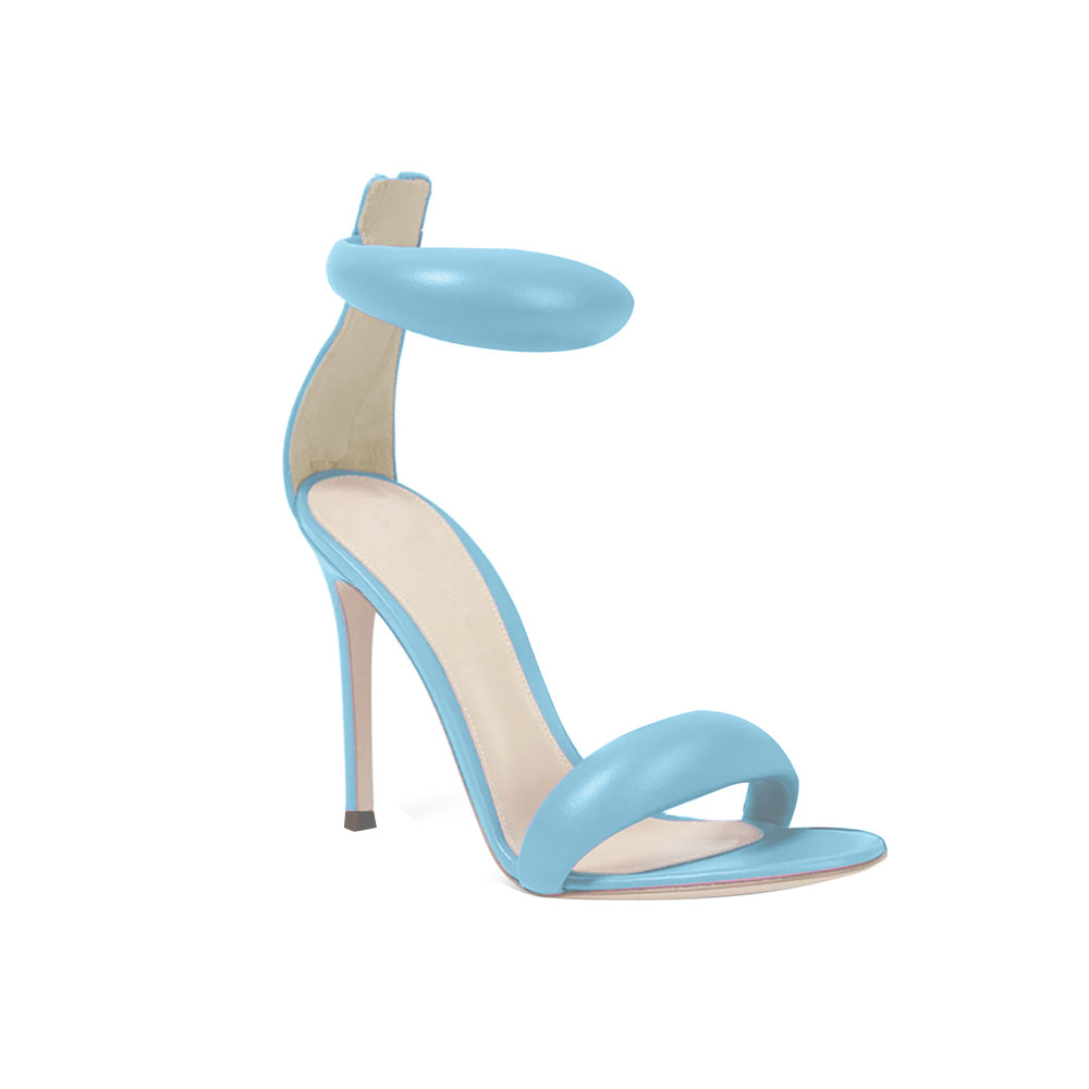 KAFIN Ankle Strap Leather Stiletto High Heel Sandals - 9.5cm