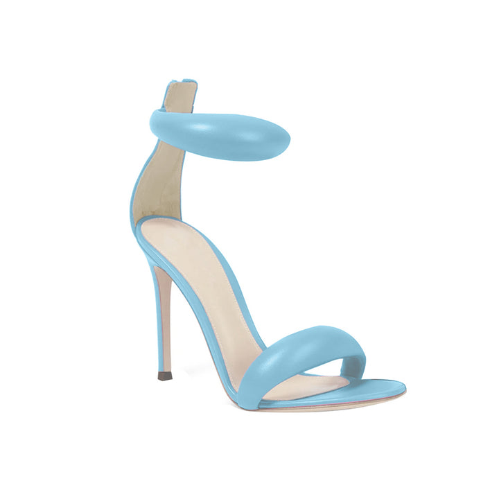 KAFIN Ankle Strap Leather Stiletto High Heel Sandals - 9.5cm