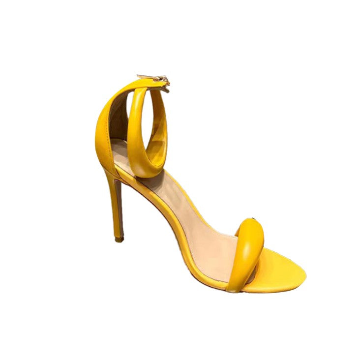 KAFIN Ankle Strap Leather Stiletto High Heel Sandals - 9.5cm