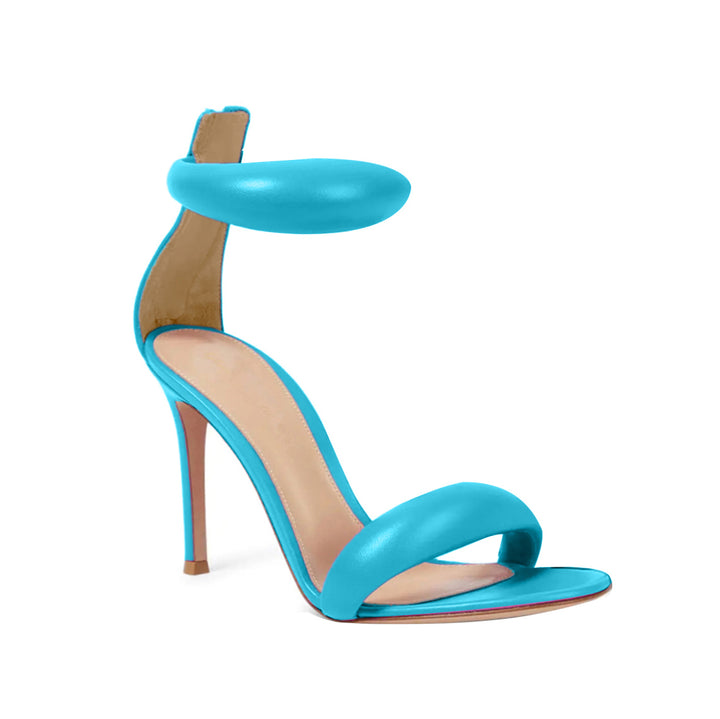 KAFIN Ankle Strap Leather Stiletto Mid Heel Sandals - 7.5cm