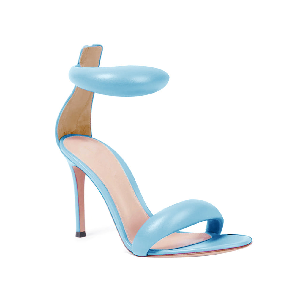 KAFIN Ankle Strap Leather Stiletto Mid Heel Sandals - 7.5cm