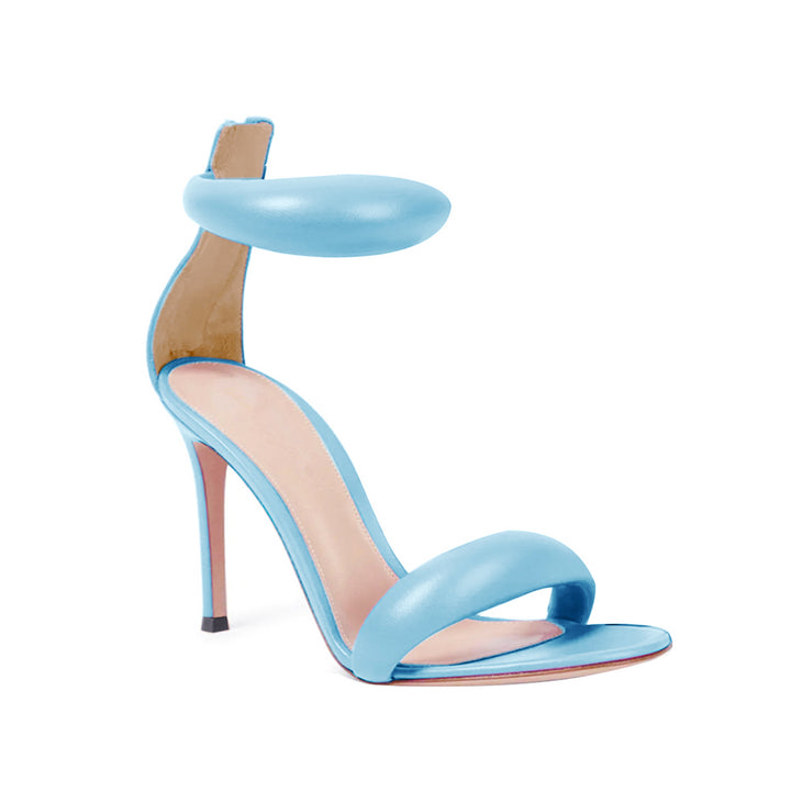 KAFIN Ankle Strap Leather Stiletto Mid Heel Sandals - 7.5cm