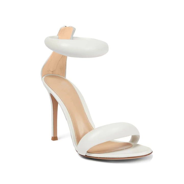 KAFIN Ankle Strap Leather Stiletto Mid Heel Sandals - 7.5cm