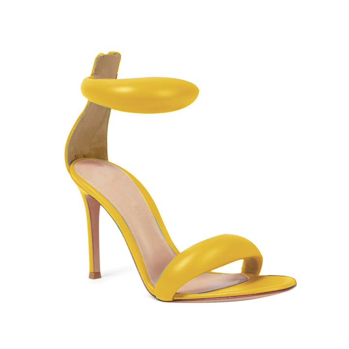 KAFIN Ankle Strap Leather Stiletto Mid Heel Sandals - 7.5cm