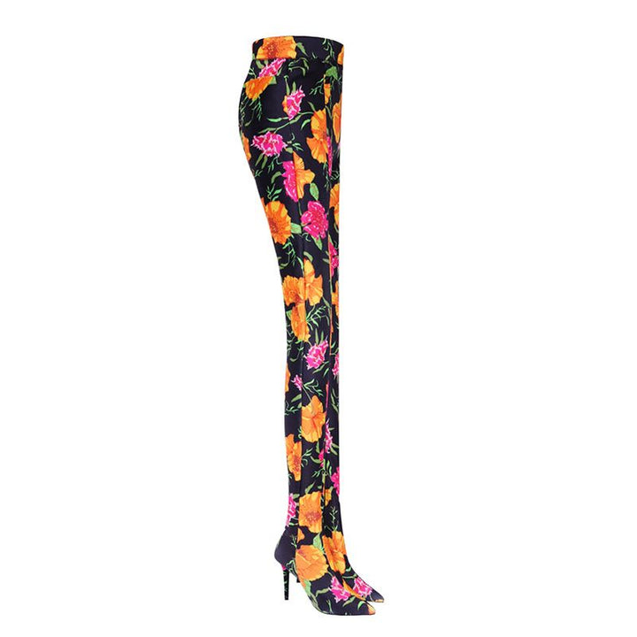 KEROL Printed Pointed Toe High Heel Boots