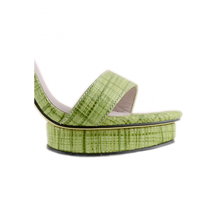 KULMA Checkered Plaid Platform Leather High Heel Sandals - 12cm - ithelabel.com