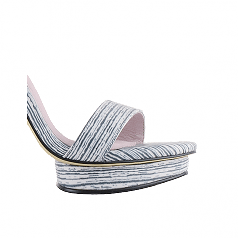 KULMA Striped Platform Leather High Heel Sandals - 10cm - ithelabel.com