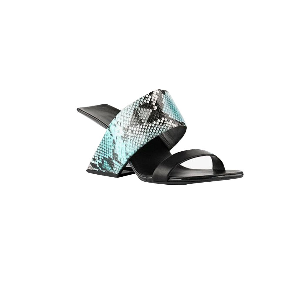 KUMIY Printed Leather Mules Sandals