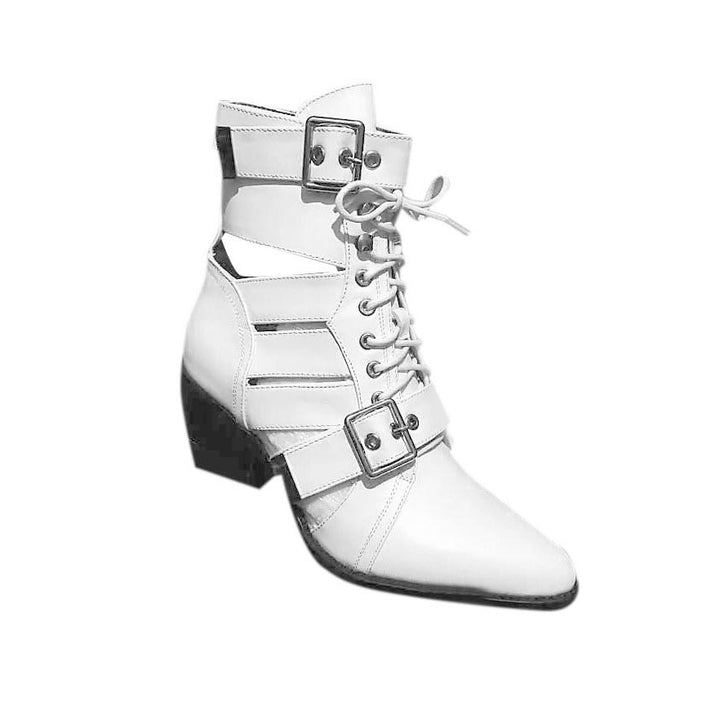 KUNIX Cut Out Biker Ankle Western Cowboy Boots - ithelabel.com