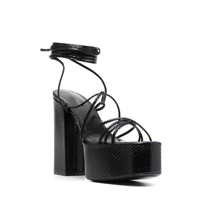 KYLER Lace Up Leather High Heel Platform Sandals