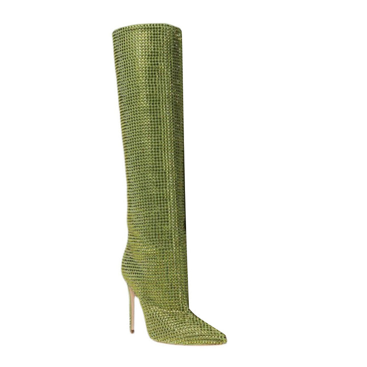 LIRID Diamante Stiletto Heel Knee High Boots