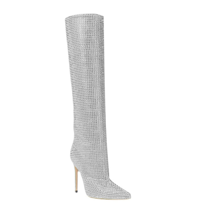 LIRID Diamante Stiletto Heel Knee High Boots