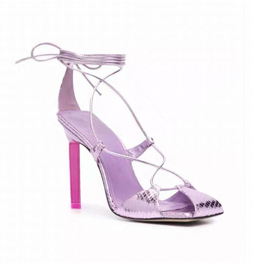 MUNIE Lace Up High Heel Sandals