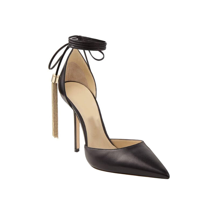 NUHIE Tassels Lace Up High Heel Sandals