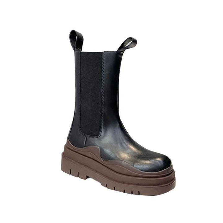 PAULA Basic Bi-Color Leather Ankle Boots - ithelabel.com