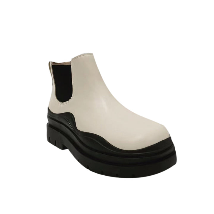 PAULA Bi-Color Leather Ankle Boots