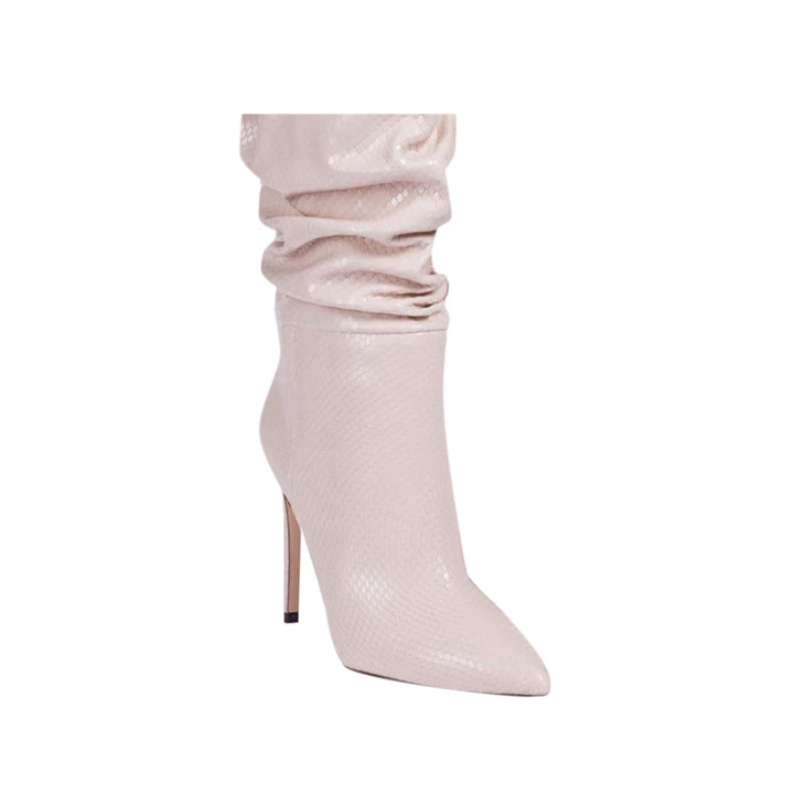 PINIY Stiletto Heel Leather Slouchy Ankle Boots