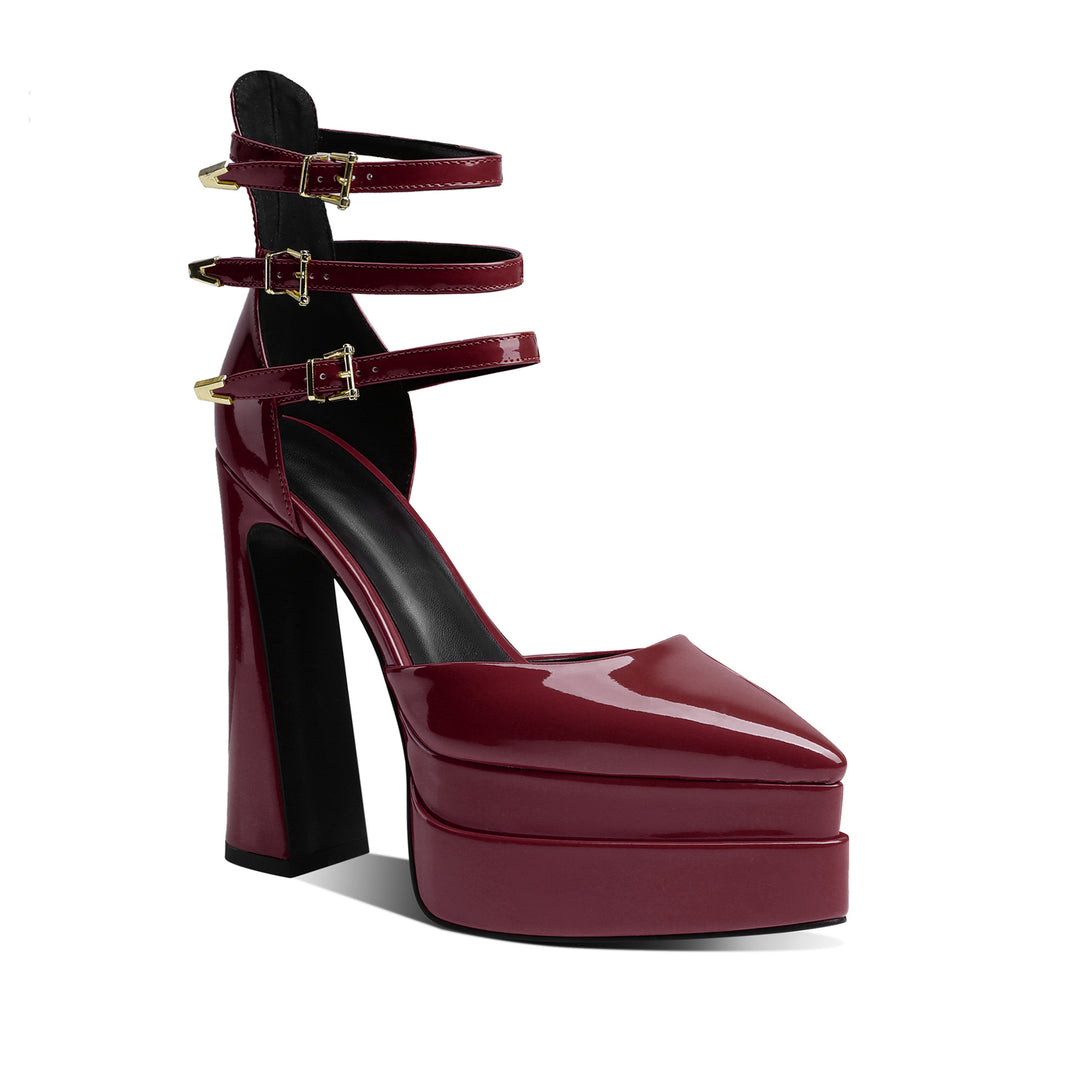 QEIVA Block Heel Platform Sandals