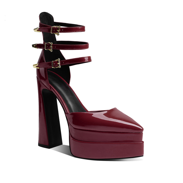 QEIVA Block Heel Platform Sandals