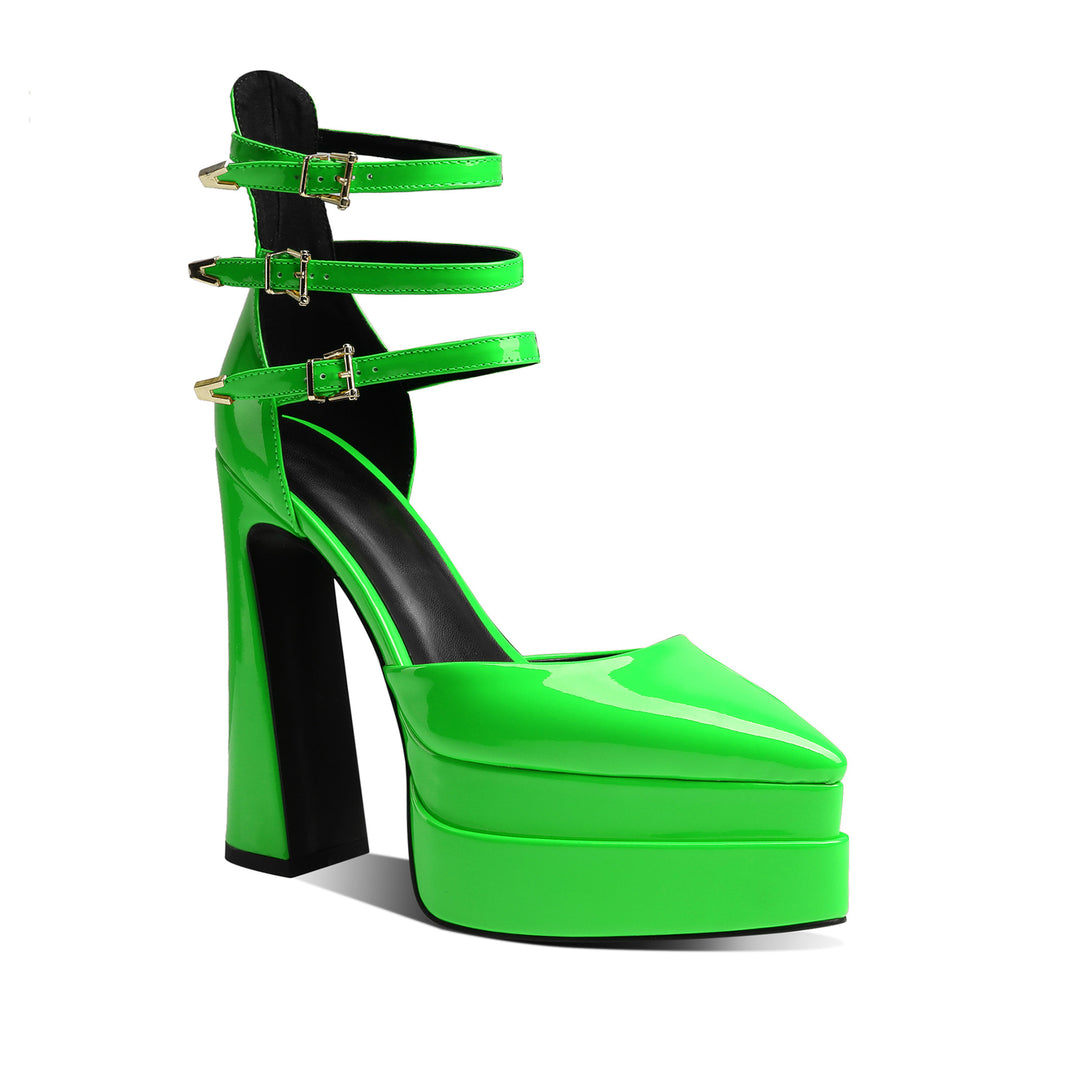 QEIVA Block Heel Platform Sandals