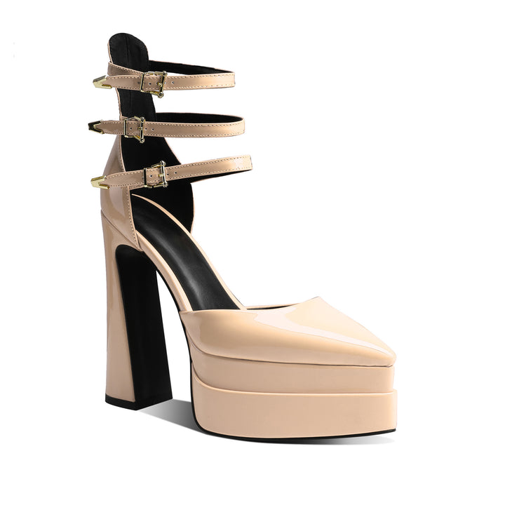 QEIVA Block Heel Platform Sandals