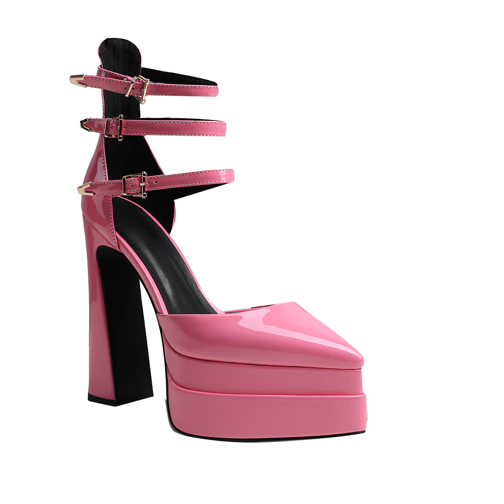 QEIVA Block Heel Platform Sandals
