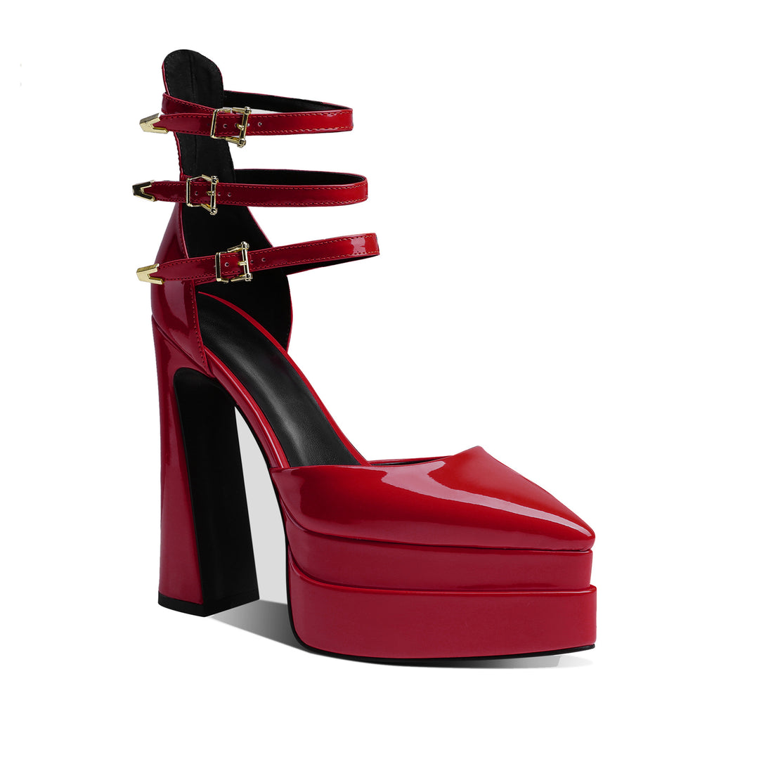 QEIVA Block Heel Platform Sandals