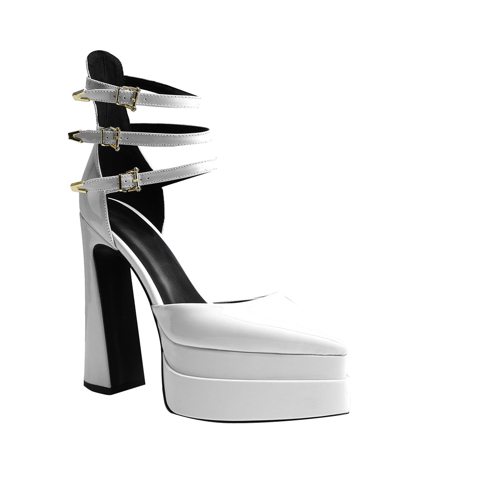 QEIVA Block Heel Platform Sandals