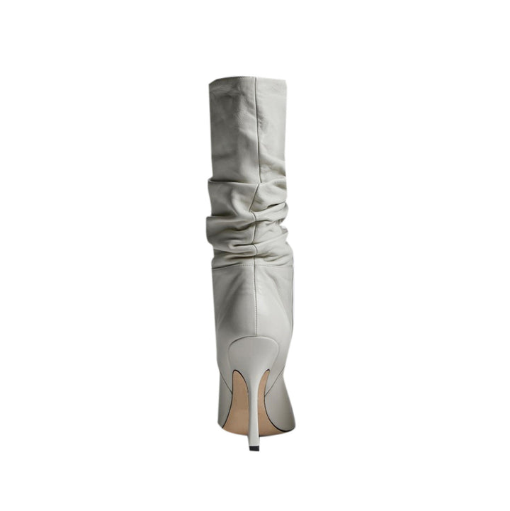 QITEN Stiletto Heel Leather Slouchy Ankle Boots
