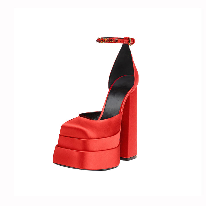 QUITA Ankle Strap Block Heel Platform Sandals