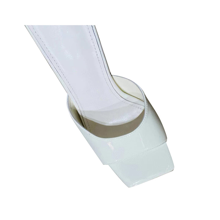 RADIA Block Heel Patent Leather Mules Sandals