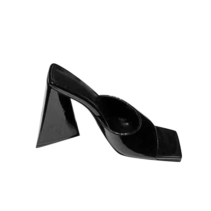 RADIA Block Heel Patent Leather Mules Sandals