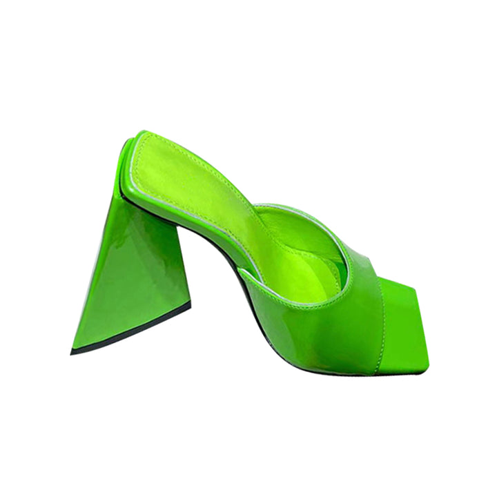 RADIA Block Heel Patent Leather Mules Sandals