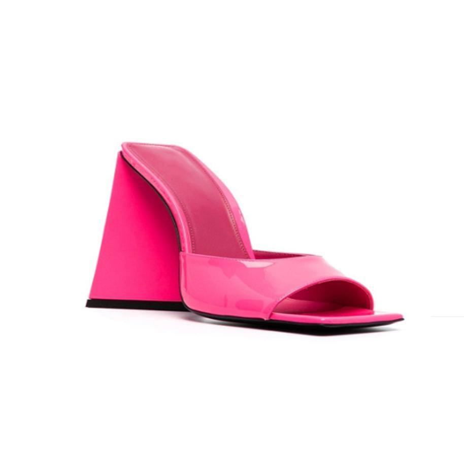 RADIA Block Heel Patent Leather Mules Sandals - ithelabel.com