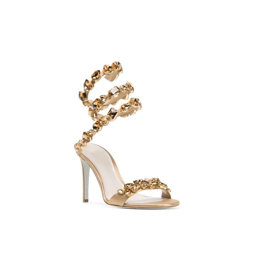 RADUI Diamante Wrap Mid Heel Sandals - 8cm