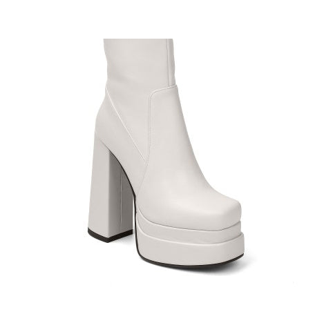 RAFEV Block Heel Platform Knee High Boots