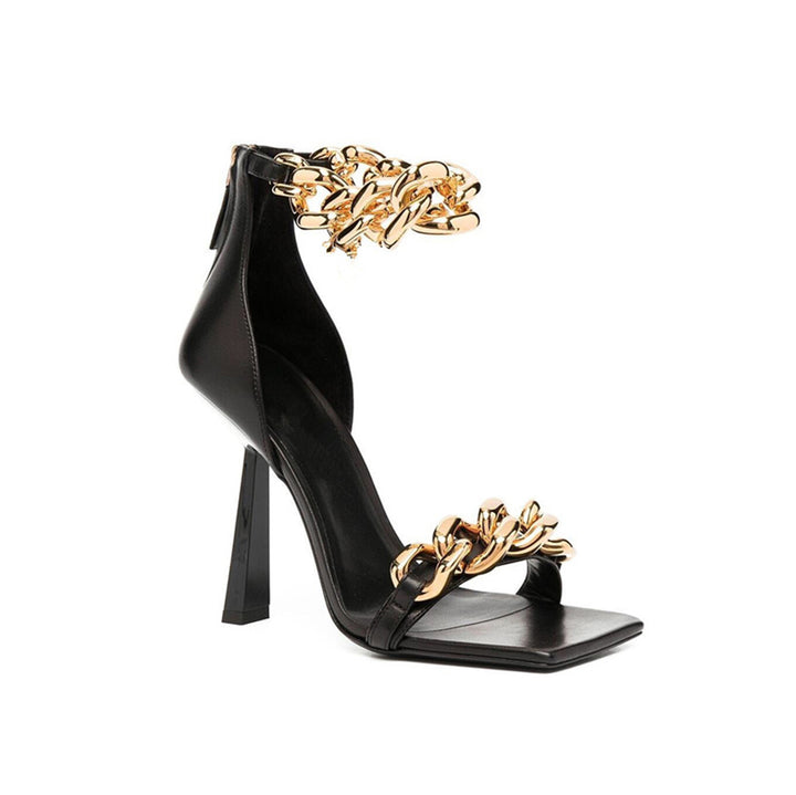 RAGIE Ankle Chain Leather High Heel Sandals