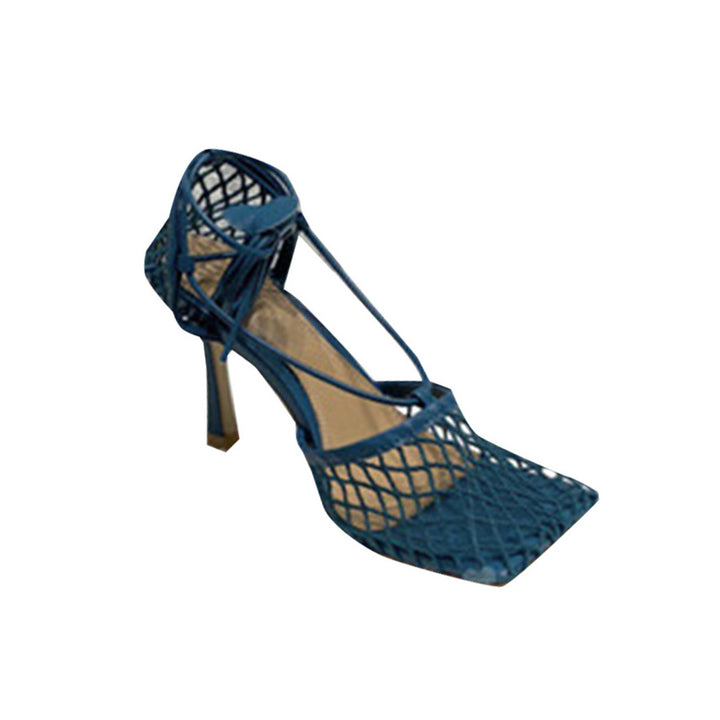 RAHOR Lace Up Fishnet High Heel Sandals