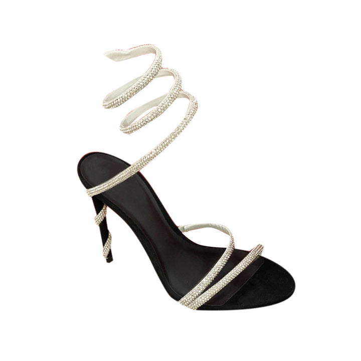 NAVYI Diamante Ankle Wrap High Heel Sandals - 10cm