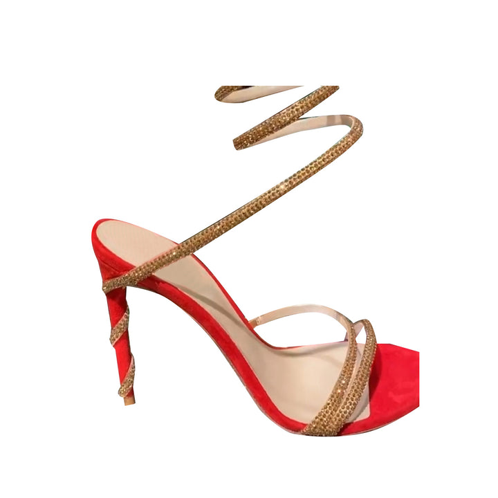 NAVYI Diamante Ankle Wrap High Heel Sandals - 10cm